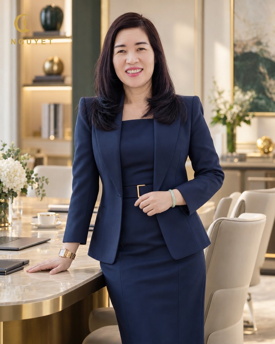 Phong thái nữ lãnh đạo — vest navy